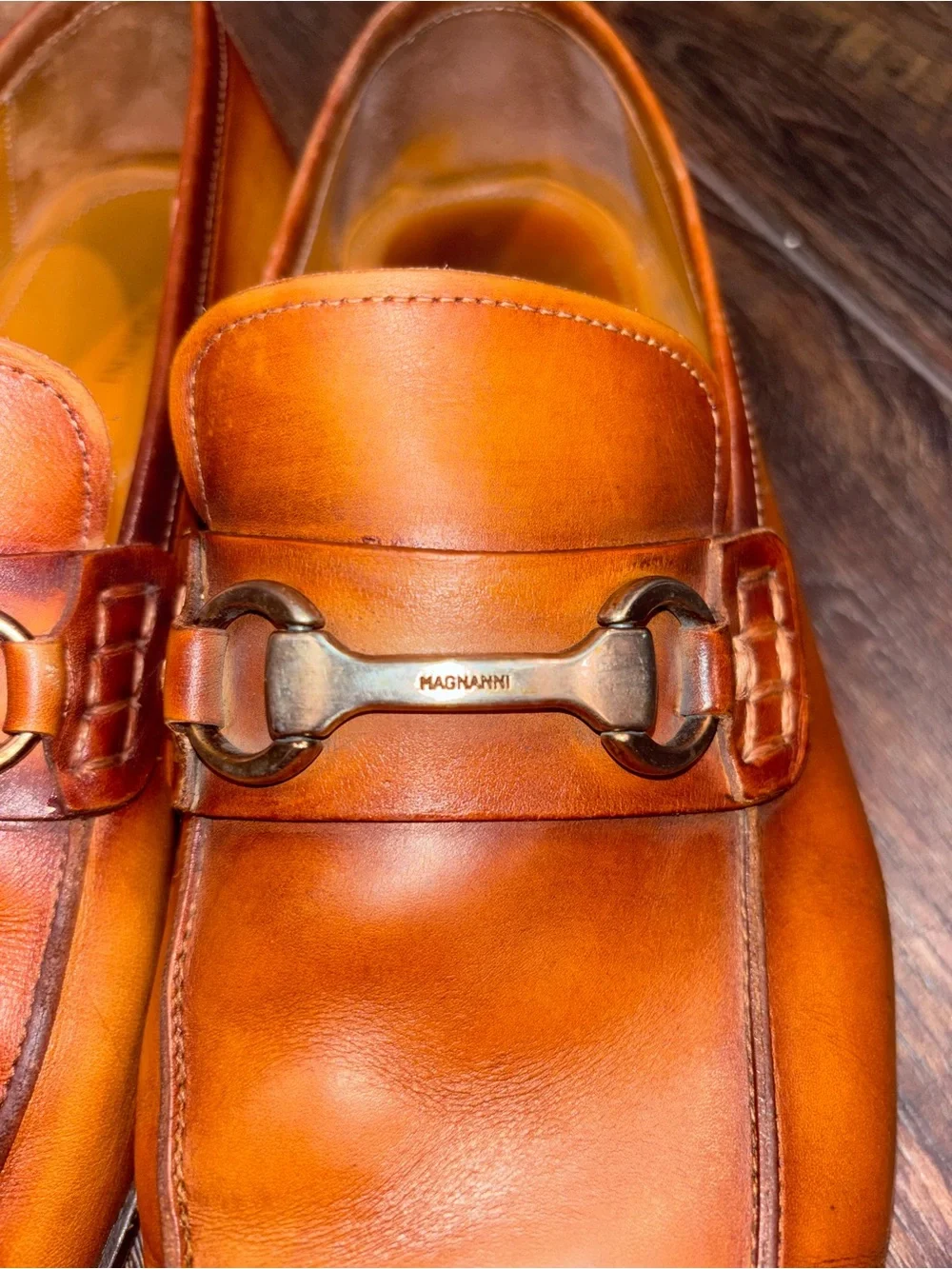 Men's Leather Bit Loafers in Cognac Brown